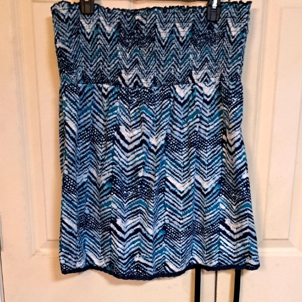 Style & Company Blue and White Chevron Top